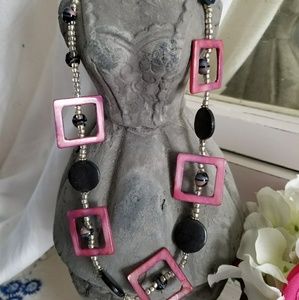 CJ Collection pink/black beads w/sterling silver